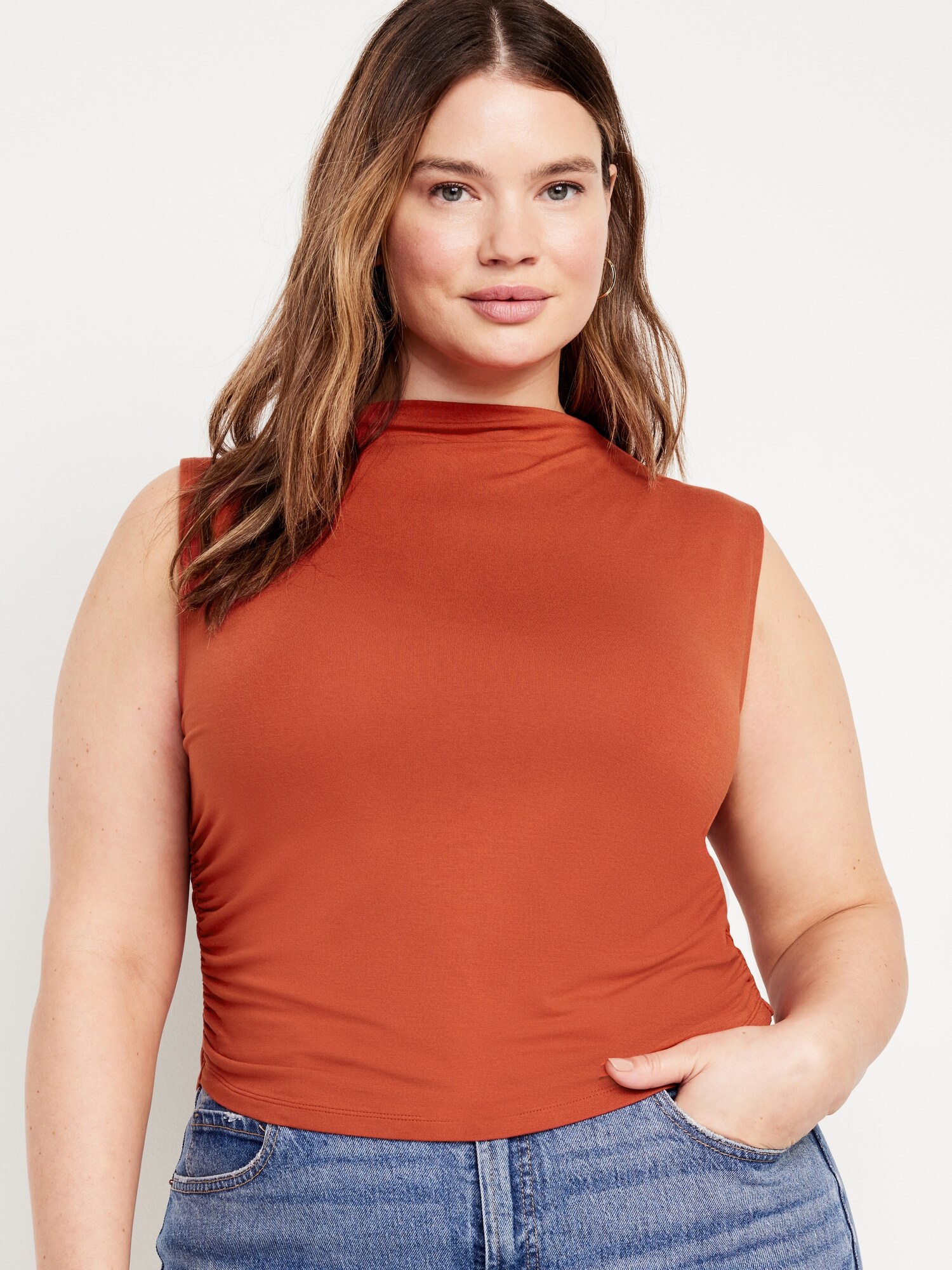 Mock-Neck Ruched Top | Old Navy