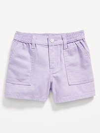 View large product image 4 of 4. Elasticized High-Waisted Utility Jean Shorts for Girls