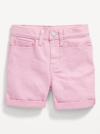 View large product image 4 of 4. High-Waisted Double-Rolled-Cuff Midi Shorts for Girls