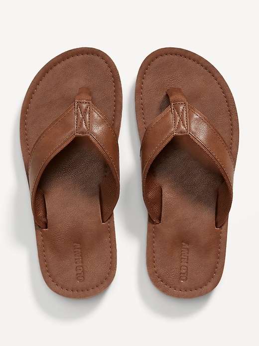 View large product image 1 of 1. Faux-Leather Flip-Flop Sandals for Boys