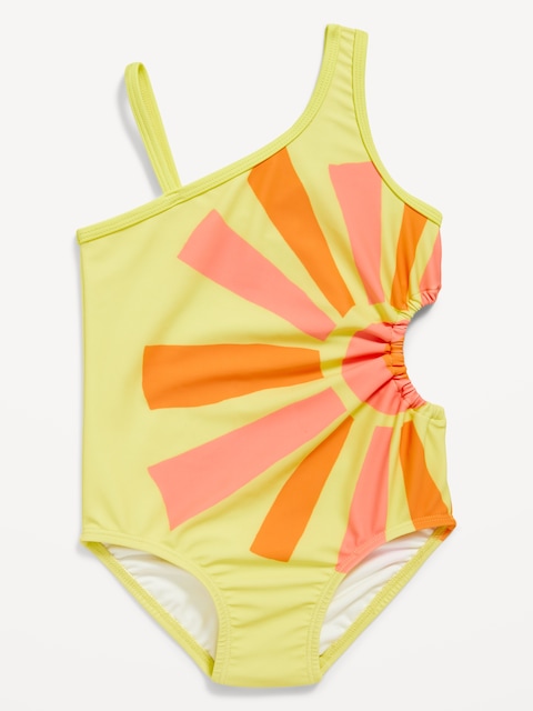 Maillot de bain une-pièce à motif avec découpes latérales pour Toute-petite fille