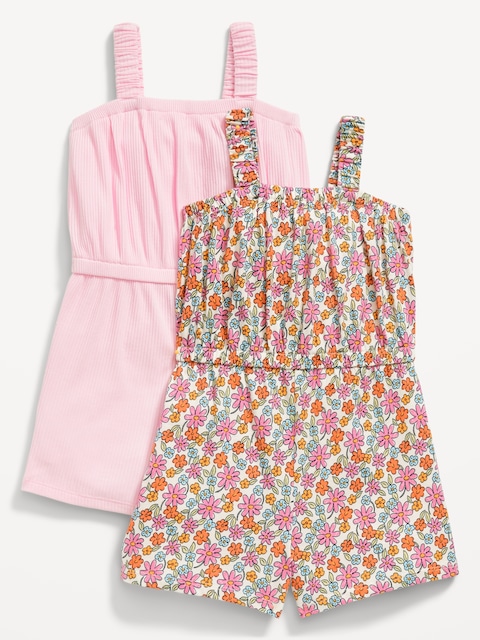 Sleeveless Rib-Knit Romper 2-Pack for Toddler Girls - Multi