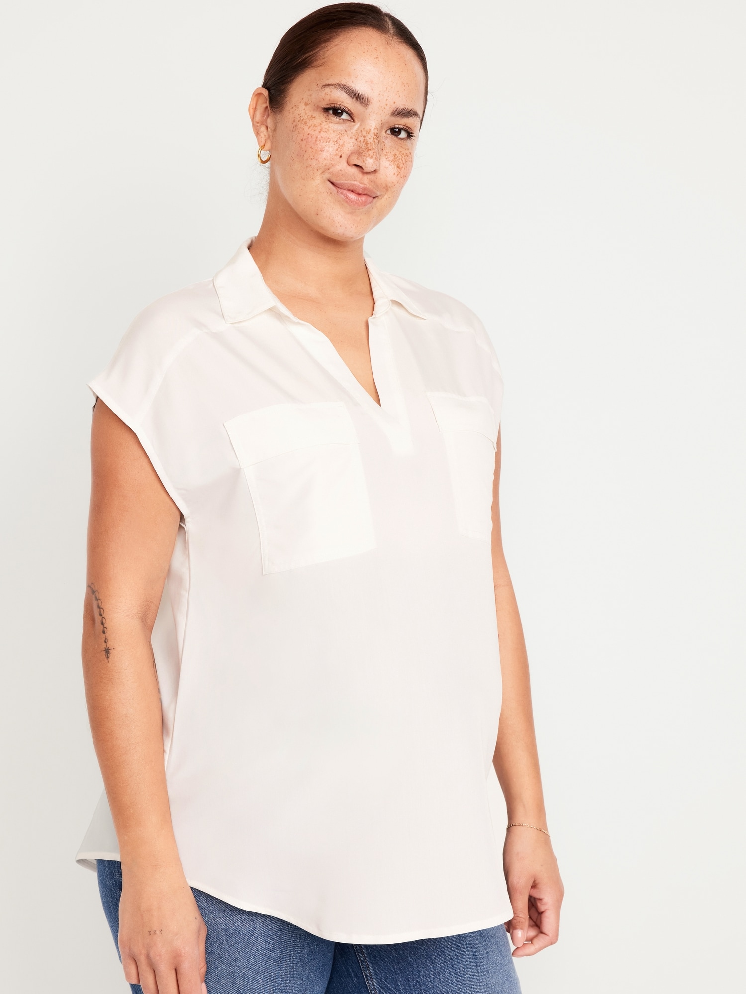 Maternity Dolman Sleeve Blouse - White