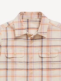 L'image numéro 3 présente Chemise militaire en mélange de lin à manches courtes et à poche pour Tout-petit