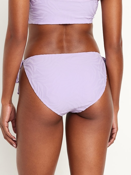 Image number 2 showing, Mid-Rise Textured String Bikini Swim Bottoms