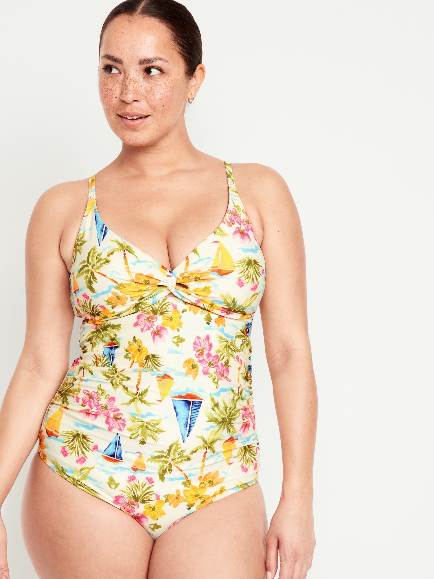 Maternity Printed Twist-Front Nursing Swimsuit