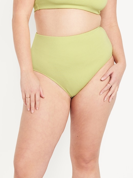 Image number 5 showing, High-Waisted French-Cut Puckered Bikini Swim Bottoms