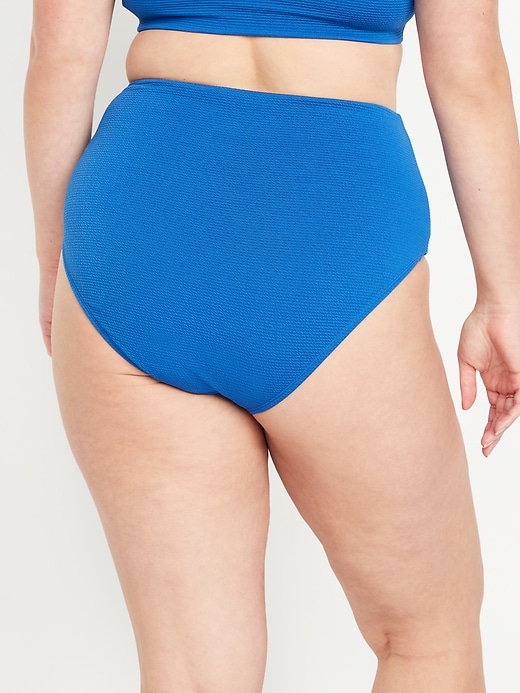 High-Waisted French-Cut Puckered Bikini Swim Bottoms