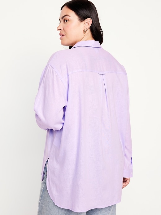 Image number 8 showing, Linen-Blend Button-Down Boyfriend Shirt