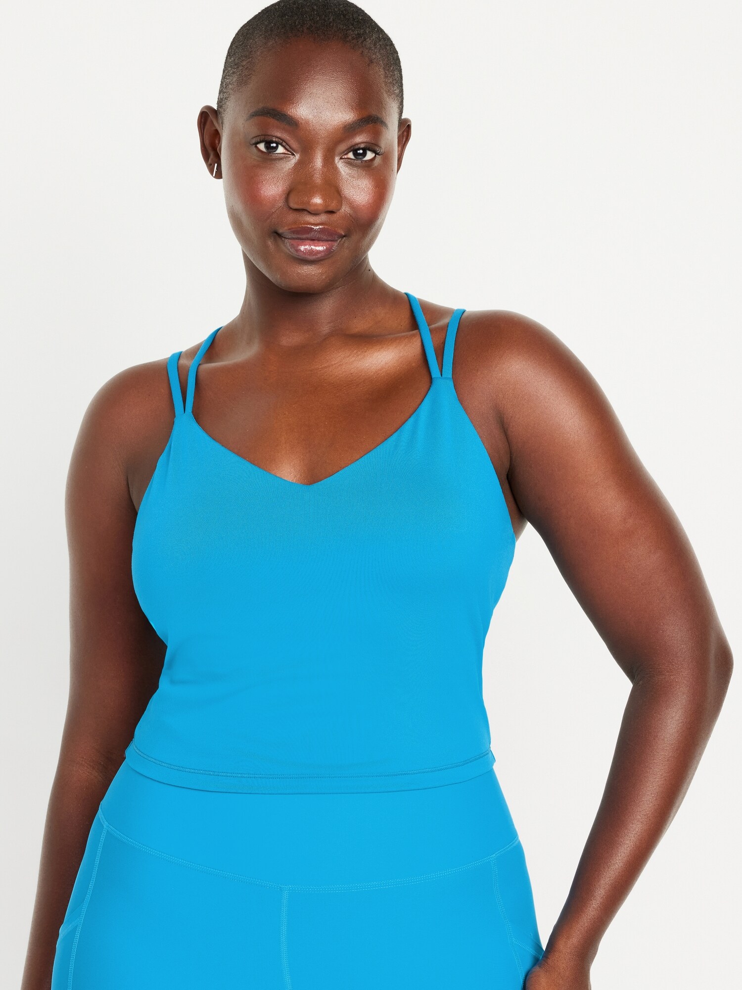 Light Support PowerPress Strappy Longline Sports Bra For Women XS 4X 