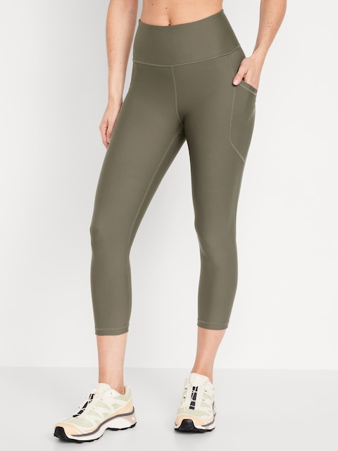 High-Waisted PowerSoft Crop Pocket Leggings - Heritage Green