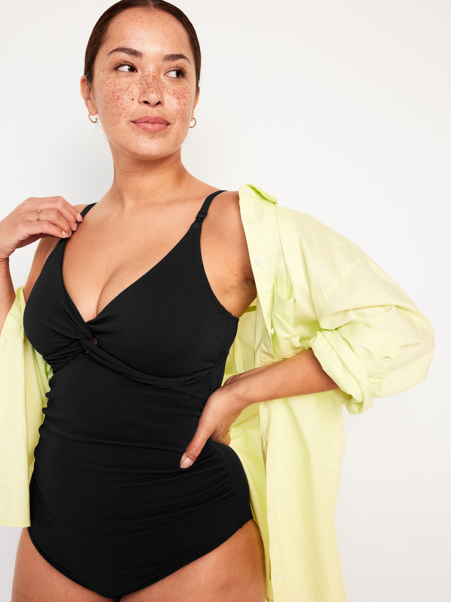 One Piece Front Twist Swimsuit - Thyme Maternity
