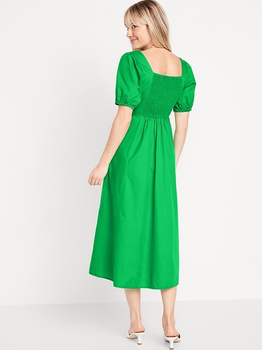 Image number 2 showing, Puff-Sleeve Midi Swing Dress