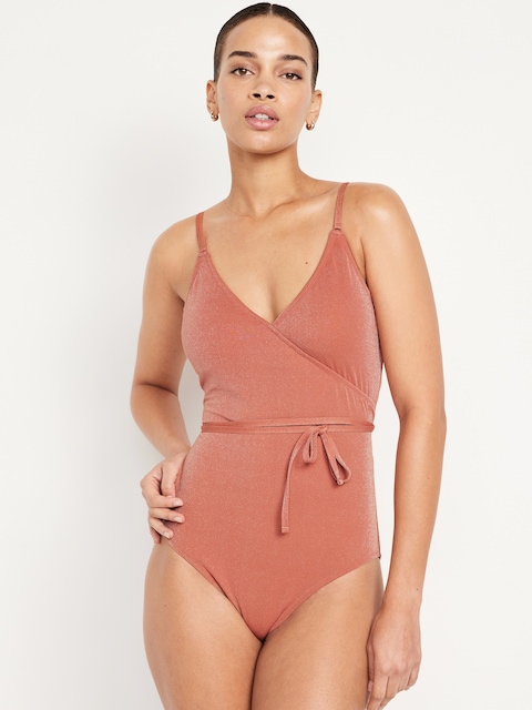 Shine Wrap-Front Swimsuit