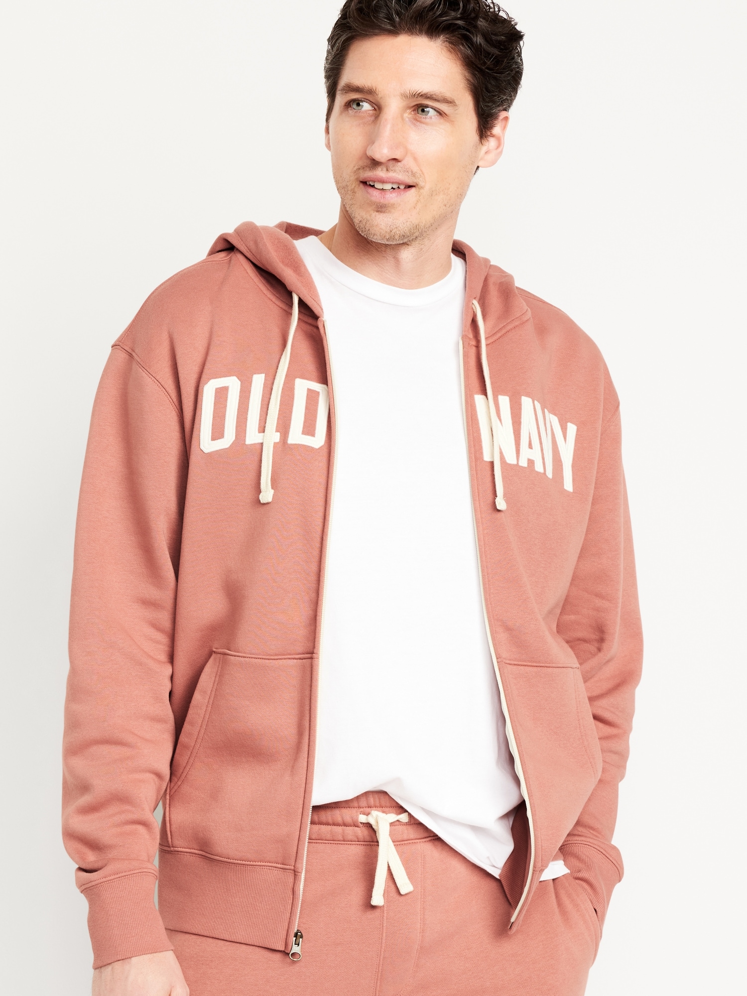 Oversized Logo Zip Hoodie - Pink