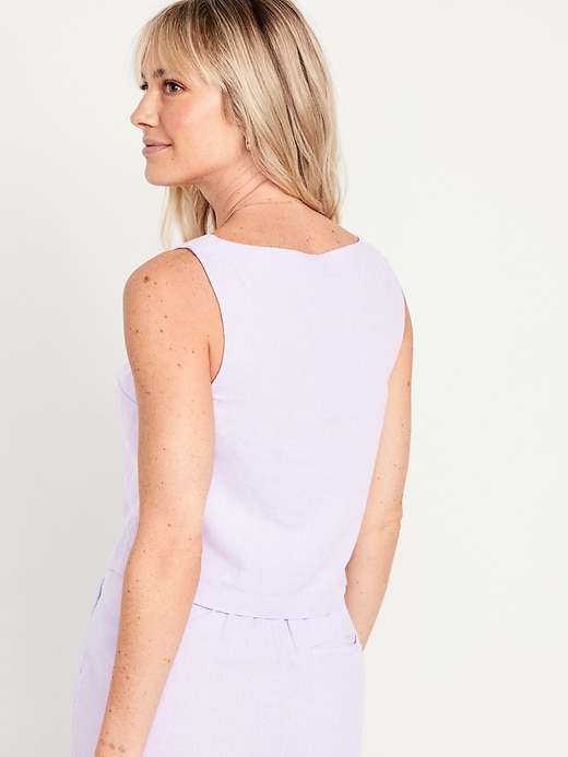 Image number 2 showing, Sleeveless Linen-Blend Cropped Top