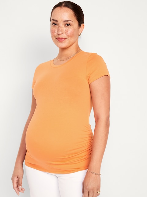 Maternity Crew Neck T-Shirt - Orange