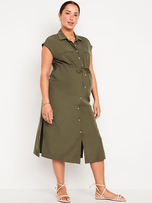 Image number 1 showing, Maternity Dolman Sleeve Utility Midi Dress