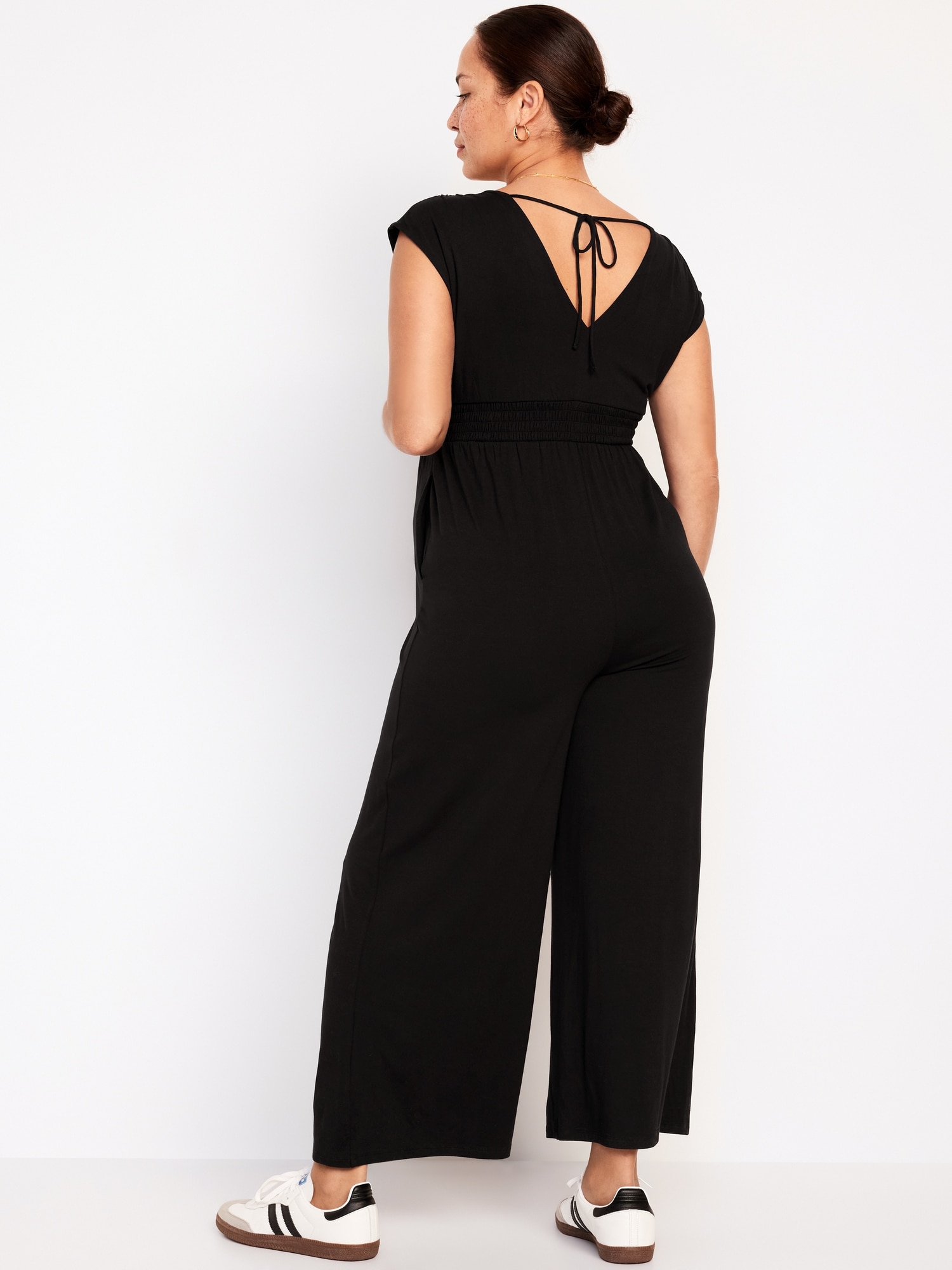 Maternity V Neck Wide Leg Jumpsuit Old Navy