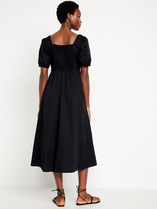 Image number 8 showing, Puff-Sleeve Midi Swing Dress
