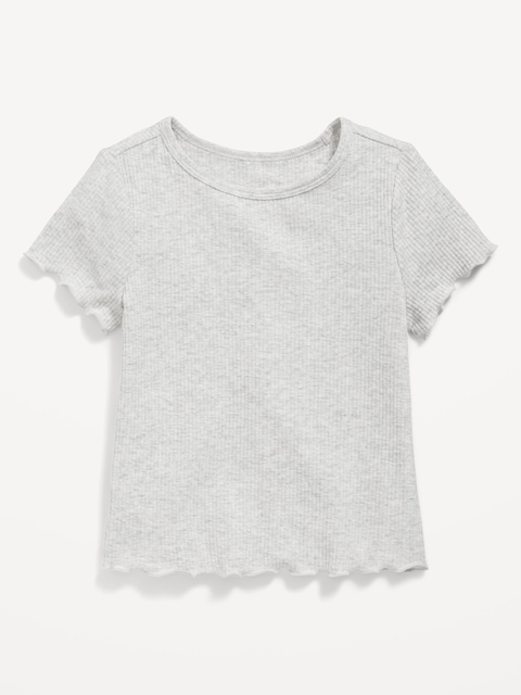 Short-Sleeve Lettuce-Edge T-Shirt for Toddler Girls