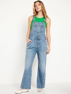 Baggy Wide-Leg Jean Overalls