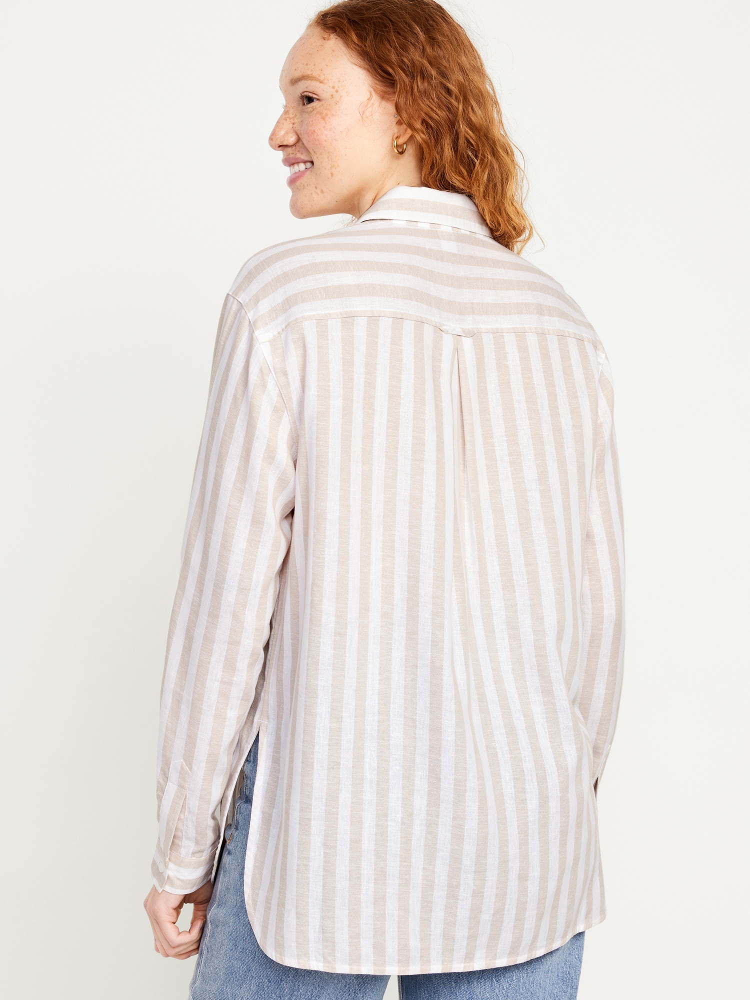 Boyfriend Linen Button Down Shirt in Black main image 0