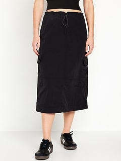 High-Waisted Utility Midi Skirt