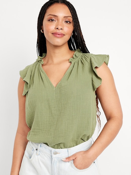 Image number 5 showing, Sleeveless Crinkle Gauze Top