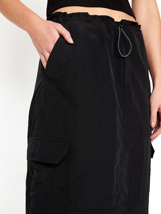 High Waisted Utility Midi Skirt