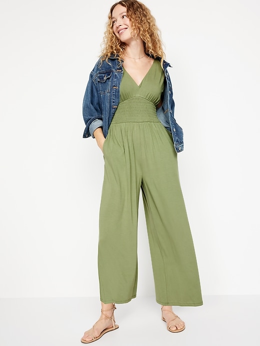 Image number 3 showing, Waist-Defined Shirred Jumpsuit