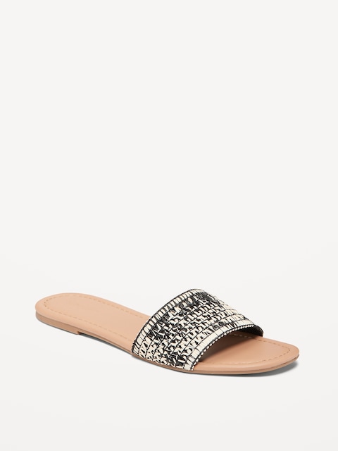 Raffia Slide Sandals