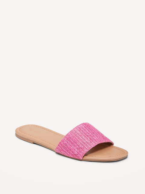 Raffia Slide Sandals