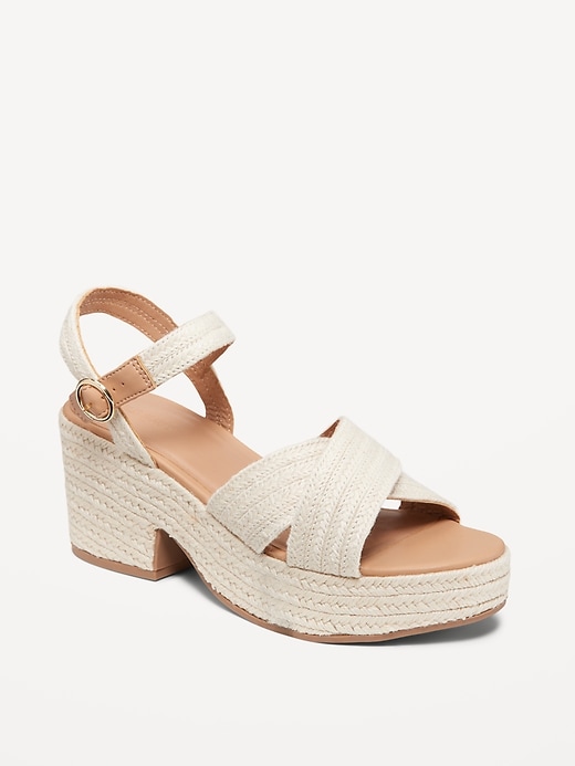 Image number 1 showing, Espadrille Cross-Strap Platform Sandals