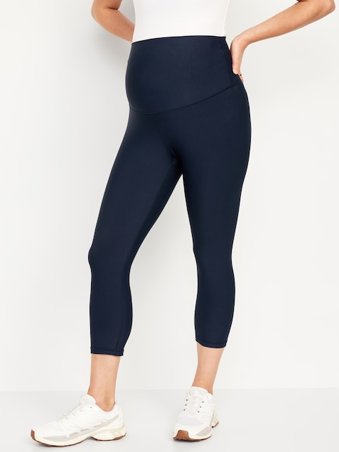 Maternity Full-Panel PowerSoft Crop Leggings - Blue