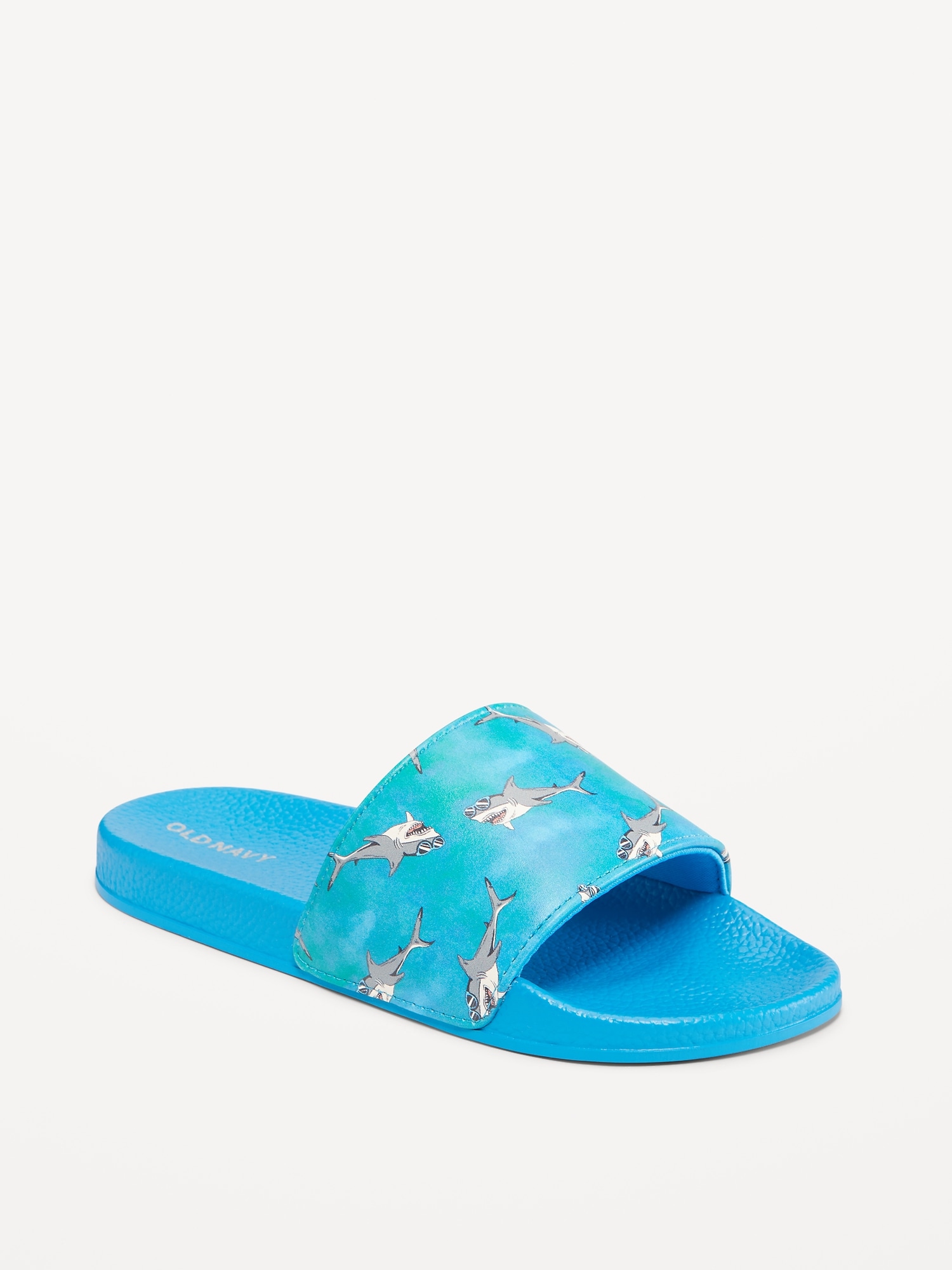 Printed Faux-Leather Pool Slide Sandals for Boys