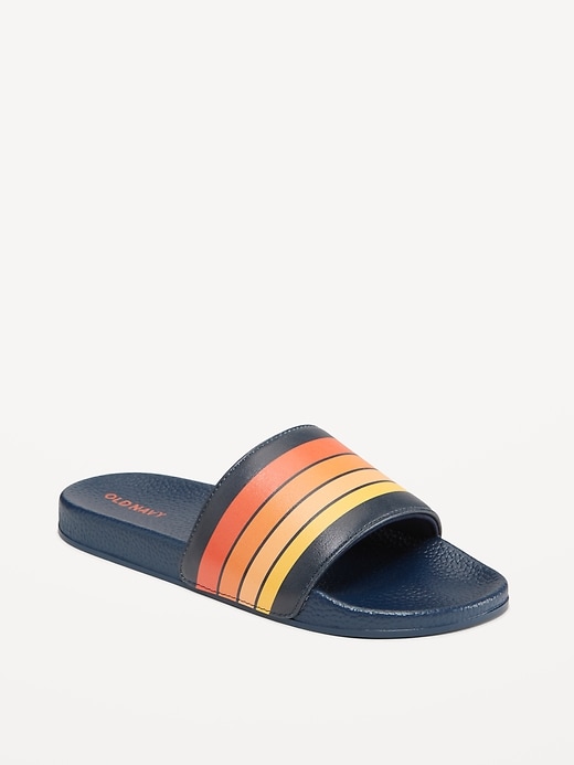 View large product image 1 of 1. Printed Faux-Leather Pool Slide Sandals for Boys