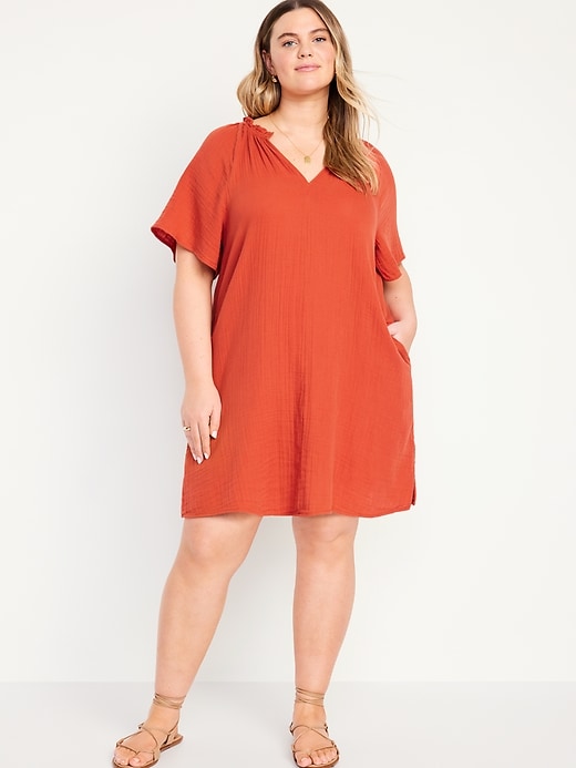 Image number 7 showing, Crinkle Gauze Mini Swing Dress