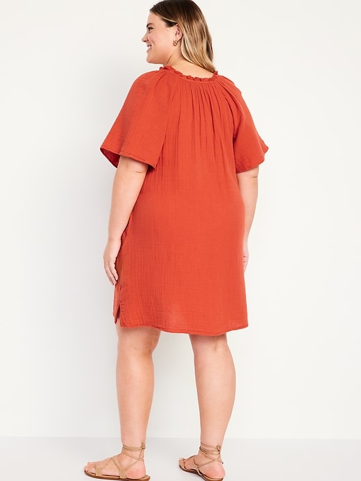 Image number 8 showing, Crinkle Gauze Mini Swing Dress