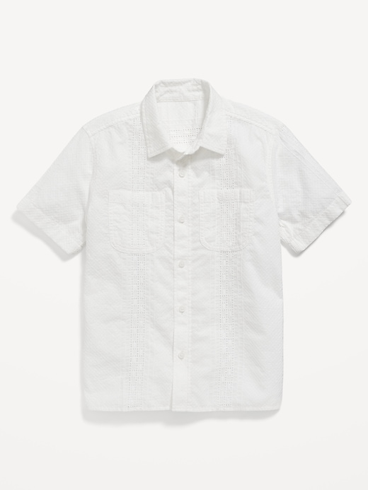 View large product image 1 of 1. Oversized Textured Dobby Utility Shirt for Boys