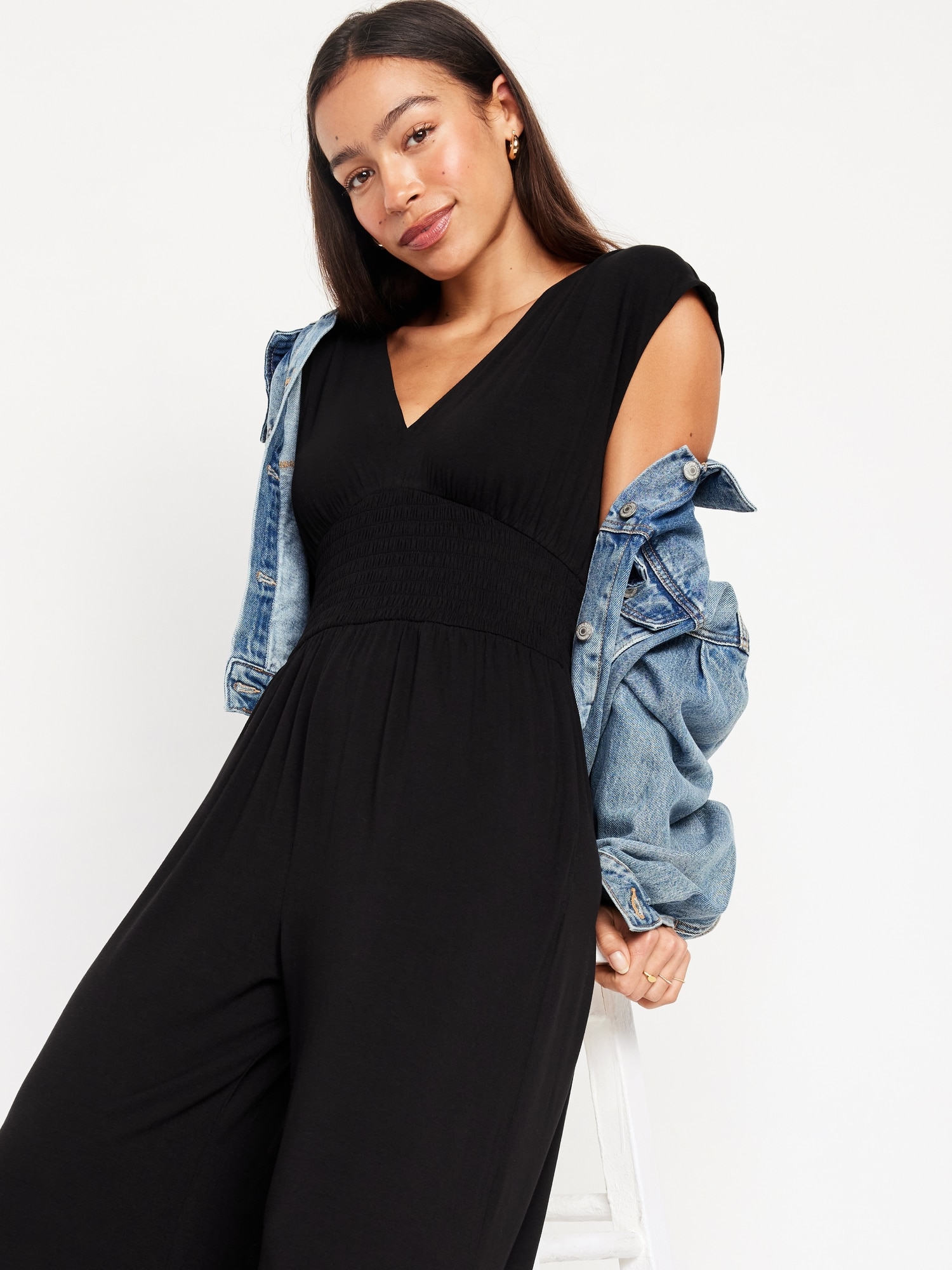 WaistDefined Shirred Jumpsuit Old Navy