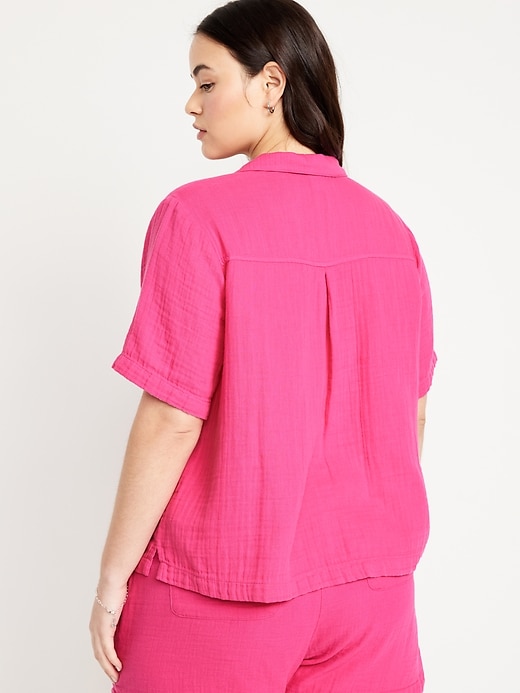 Image number 6 showing, Crinkle Gauze Button-Down Top