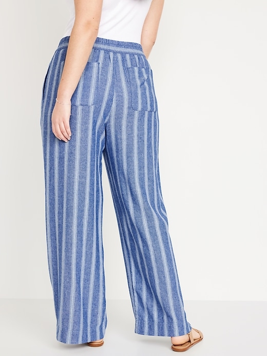 Image number 6 showing, High-Waisted Linen-Blend Wide-Leg Pants