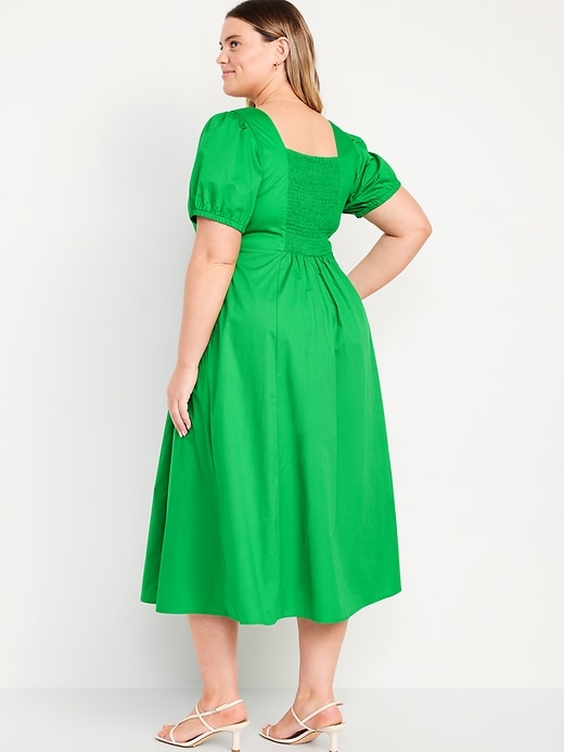 Image number 7 showing, Puff-Sleeve Midi Swing Dress
