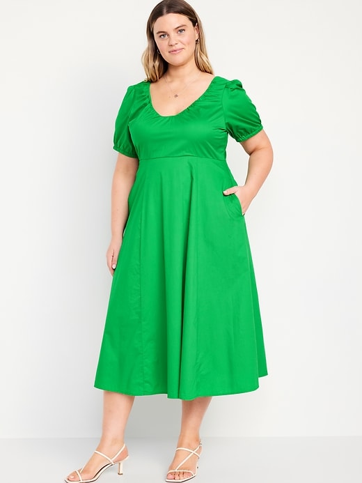 Image number 6 showing, Puff-Sleeve Midi Swing Dress