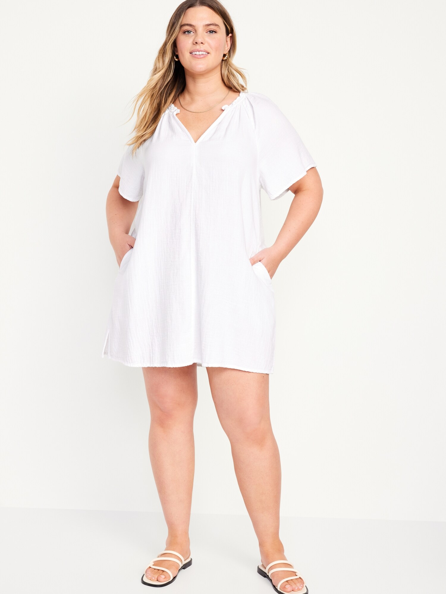Crinkle Gauze Mini Swing Dress | Old Navy