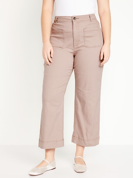 Image number 5 showing, High-Waisted Crop Chino Wide-Leg Pants