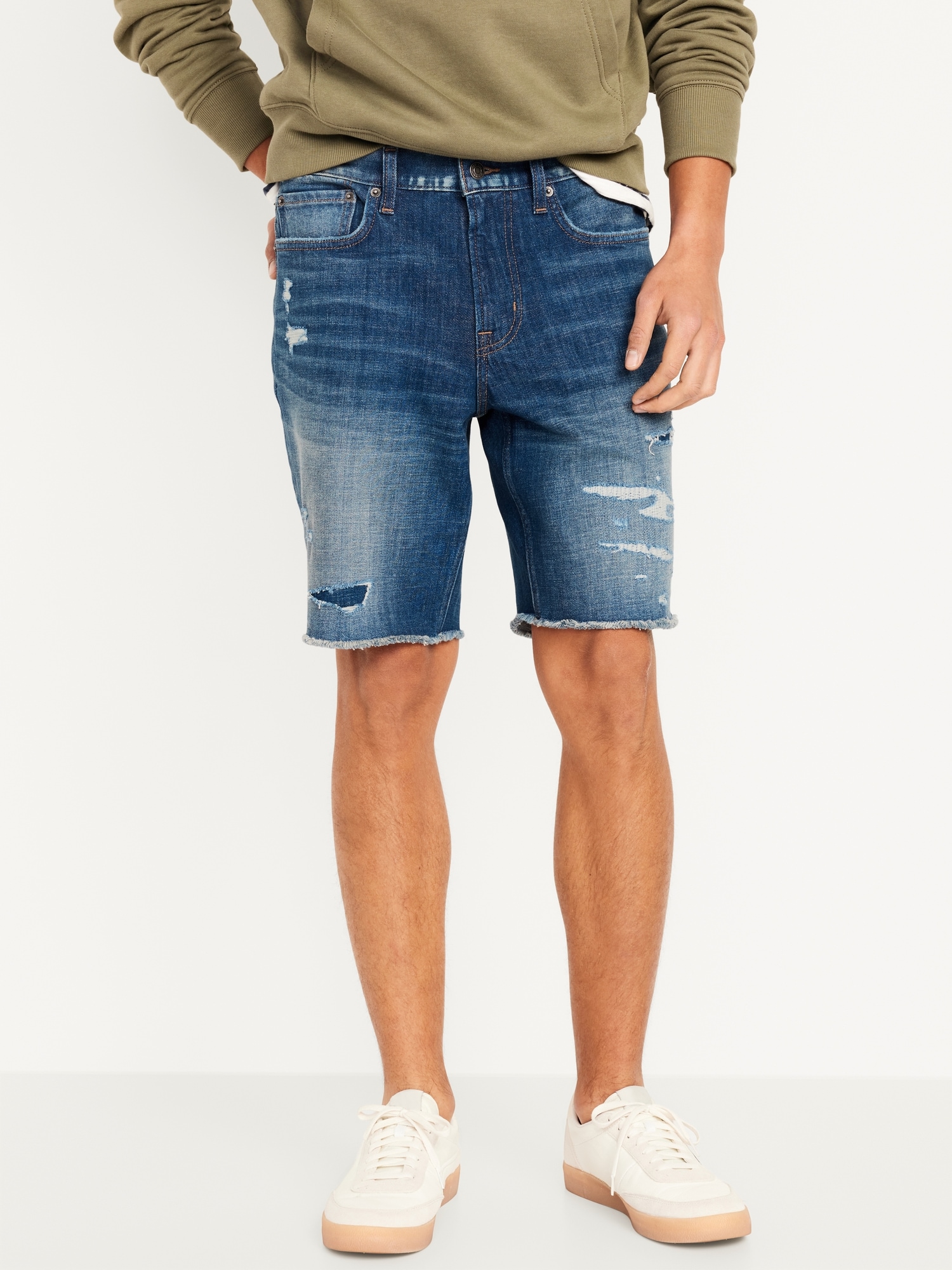 Ripped blue hot sale jean shorts