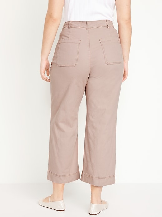 Image number 6 showing, High-Waisted Crop Chino Wide-Leg Pants