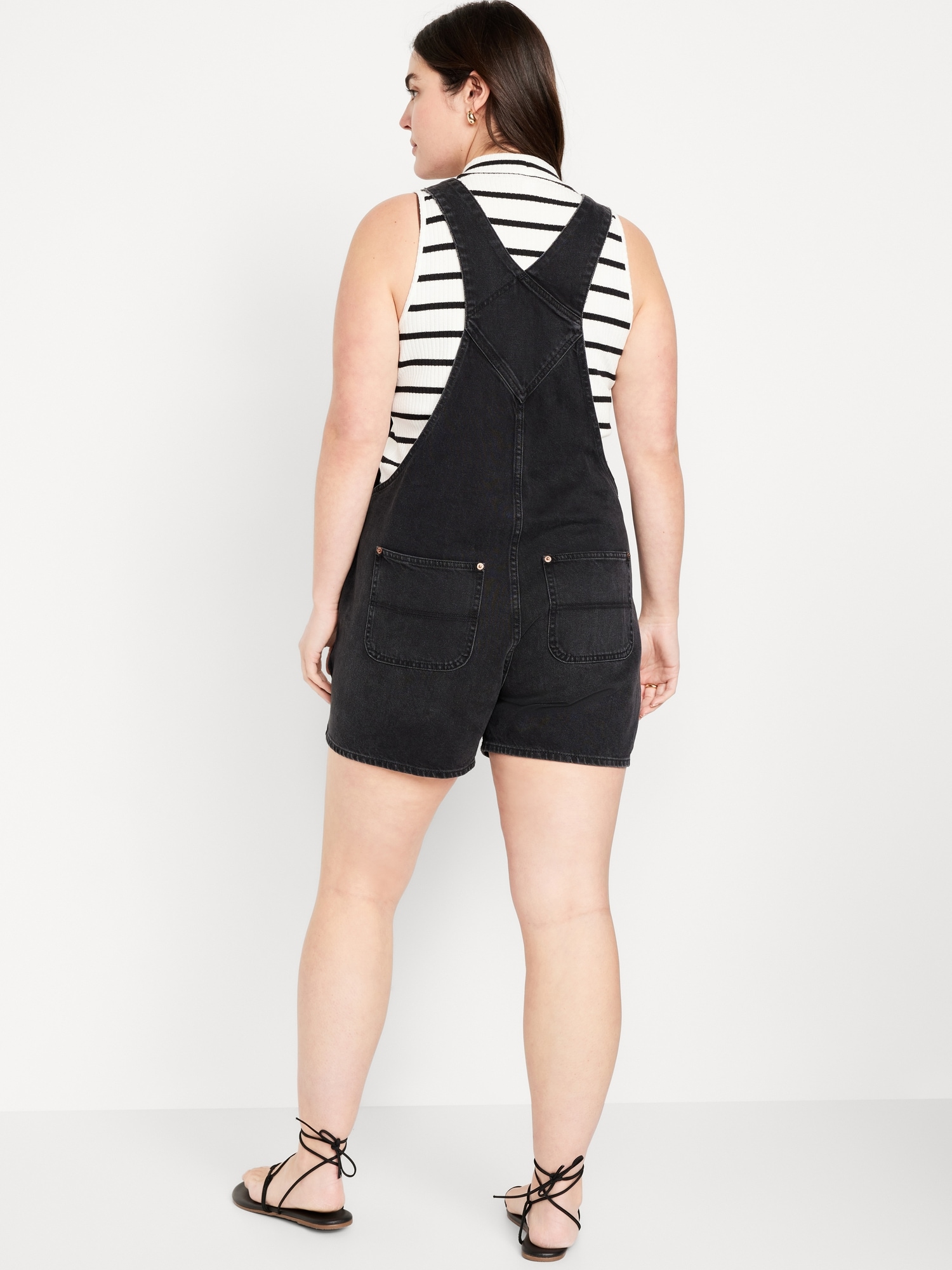 Slouchy Non-Stretch Jean Shortalls for Women -- 3.5-inch inseam